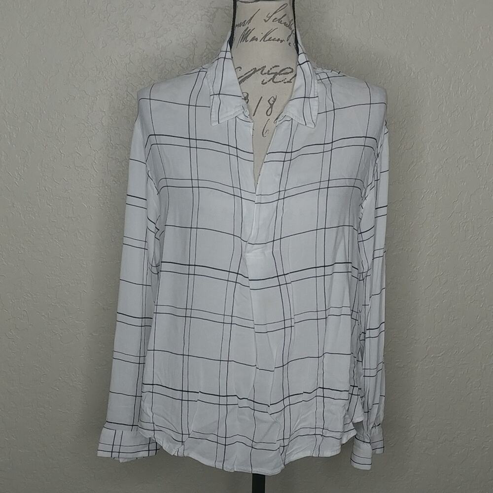 Leith Windowpane Plaid Top Size M
